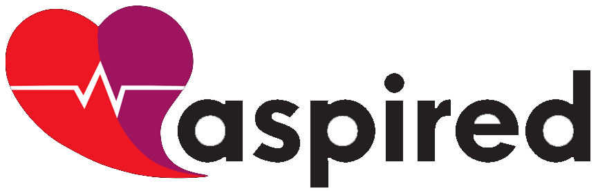 A simple small heart shaped logo, coloured red and purple, for the aspired study